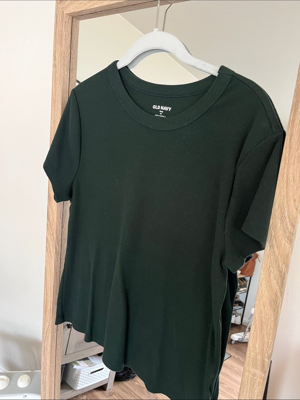 Old Navy Dark Forest Green Ribbed Short Sleeve Tee